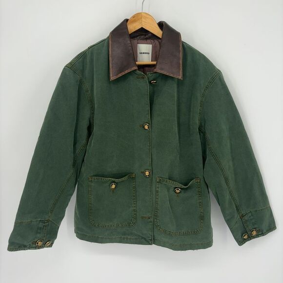 Sandro Jackets & Blazers - Sandro Utility Jacket with Brown Corduroy Collar